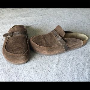 Birkenstock Eaton Brown Suede Clogs Size 39